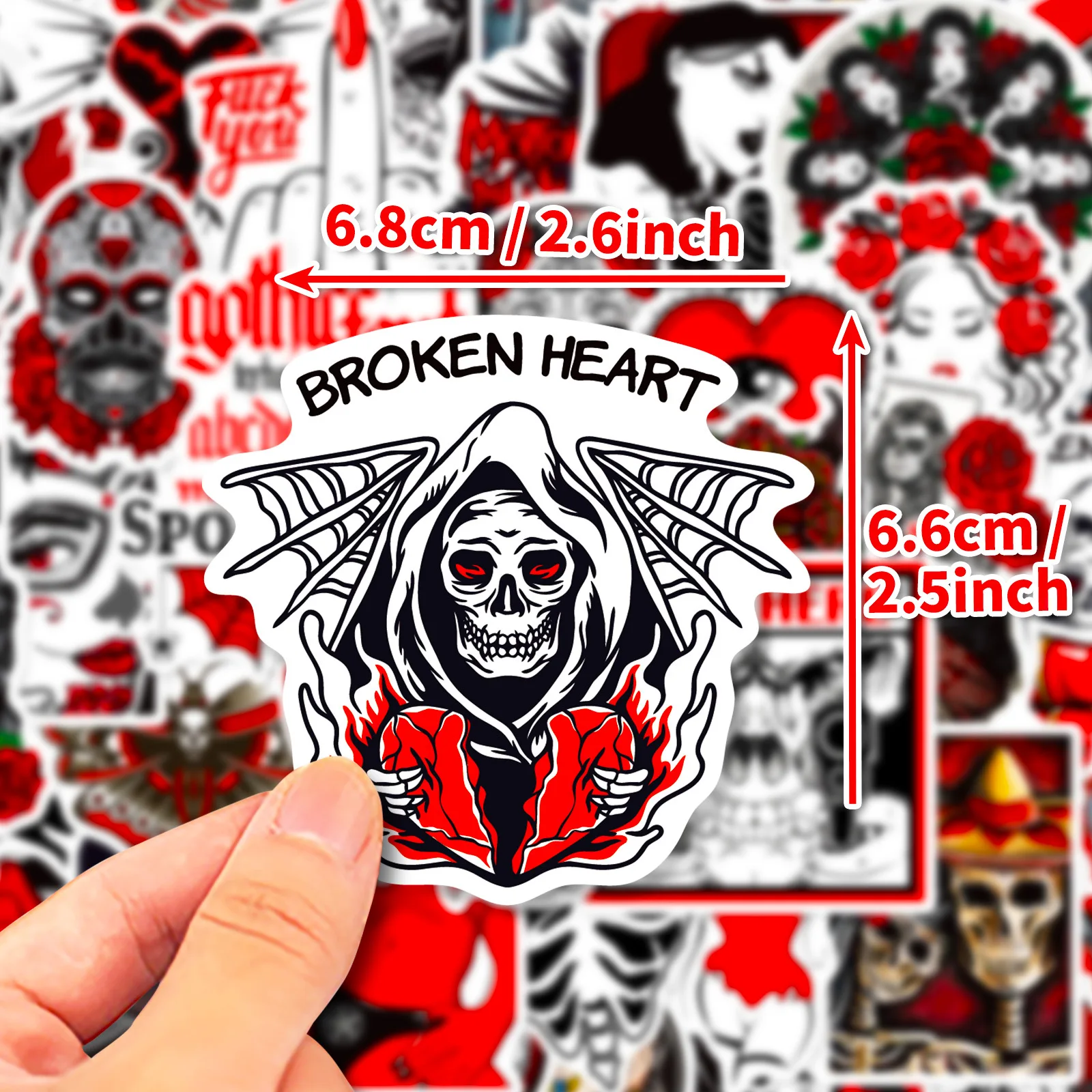 

50 pcs Gothic Artistic Horror Halloween Stickers Laptop Phone Scrapbooking Cartoon Skull Sticker DIY Stationery for Kid Gift