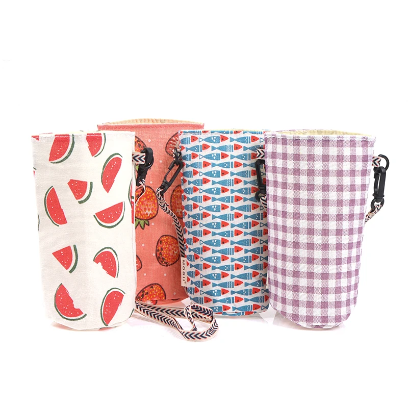 Portable Water Bottle Cover Cup Bag Tote Heat Insulation Linen Travel Outdoor Vacuum Mug Flexible Sport Camping Accessory