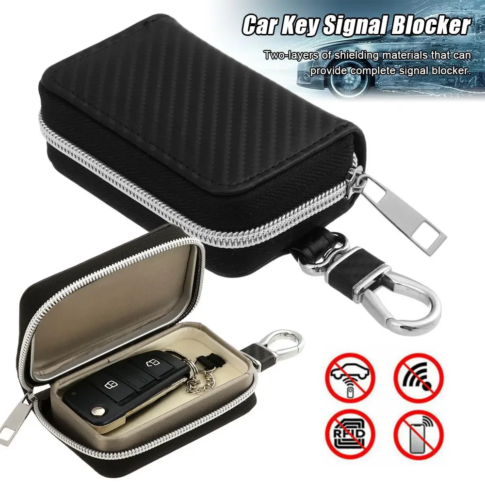 

Portable Fob Pouch Zipper Bag Safe RFID Blocking Bag Signal Blocker Case Faraday Cage Car Key Signal Shielding