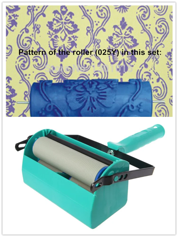 

DIY Wall Decoration Tools - 5 Inch Handle Grip Applicator Plus 5" Wall Pattern Painting Roller Painting Tools Wall Paint 025Y
