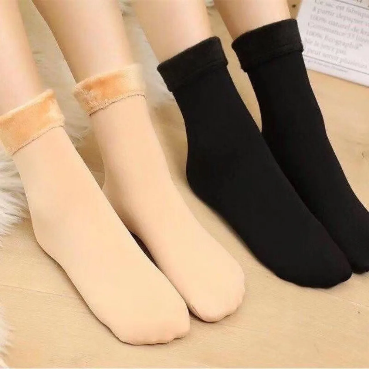 3Pairs New Velvet Women Socks Soft Casual Solid Color Sock Winter Warm Thicken Thermal Wool Cashmere Home long sock Floor Sock