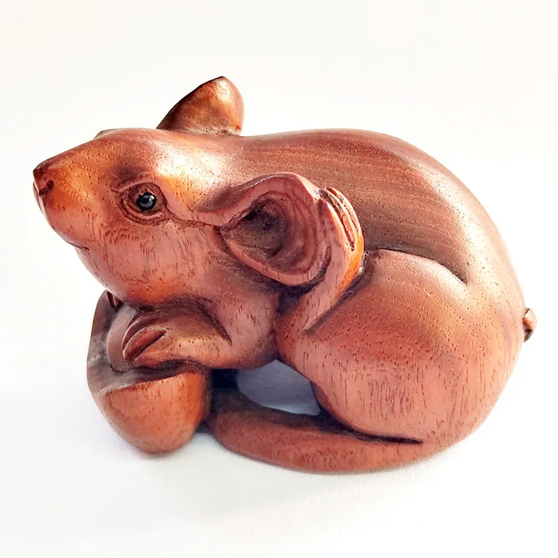 GX197 — 20-летняя 2-дюймовая нецке с ручной резьбой из железного дерева мышь для