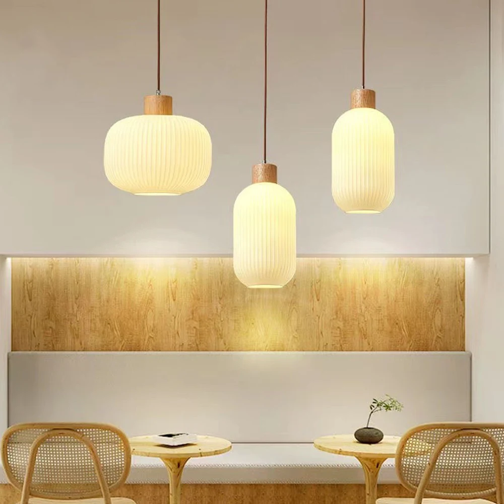 Nordycki minimalistyczny szklany wisiorek światła japońskie lampy wiszące LED do jadalni salon kuchnia lampka nocna dekoracja wnętrz