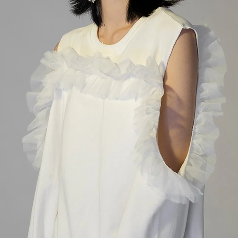 2023 Autumn and Winter Fashion New Double Strapless Net Yarn Fungus Temperament Repair What Long Sweater Dress Woman Clothing