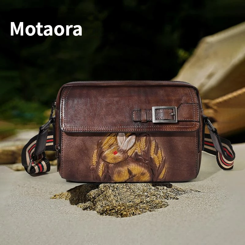 

Motaora Retro Rabbit Head Bag Women 2024 Embossing Cow Genuine Leather Shoulder Handbag Ladies Luxury Fashion Cross Handbags