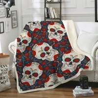 sugar skull blanket fleece blanket 3d all over printed sofa sherpa blanket wearable blanket adultskids fleece blanket 01