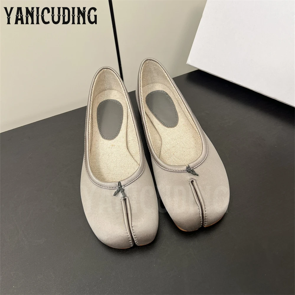 Атласные балетки Tabi новинка дизайнерская стильная обувь на плоской подошве для