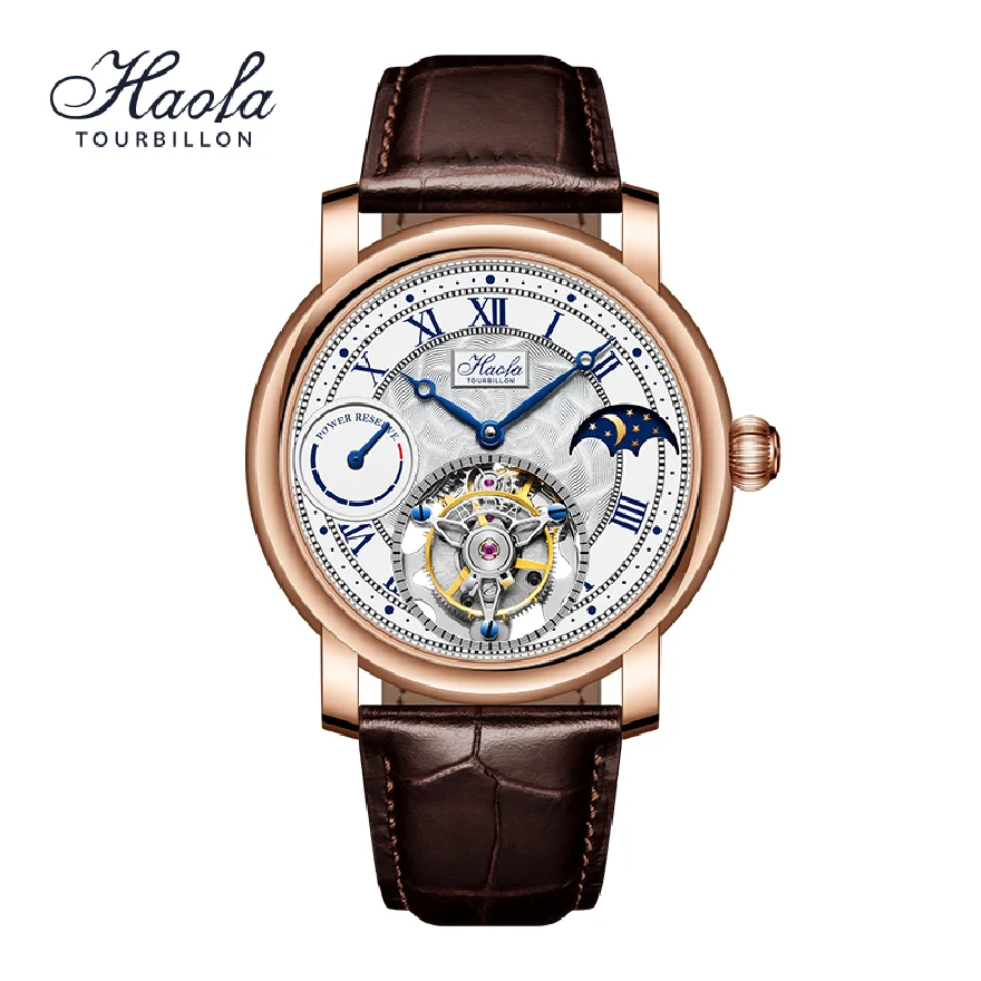 

HAOFA Moonphase Tourbillon Movement Men Watch Manual Mechanical Skeleton Sapphire Watches For Men Power Reserve 60h 2022