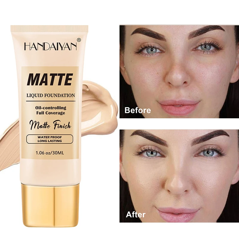 

HANDAIYAN Face Base Liquid Foundation Makeup High Concealer Waterproof Brighten Whitening Long Lasting Matte Bb Cream Cosmetics