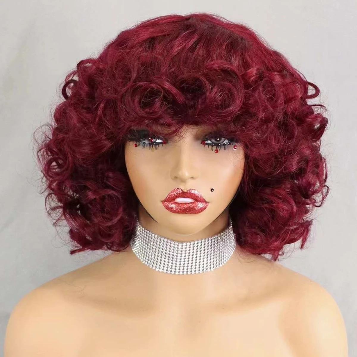 200% плотность бразильский парик из человеческих волос Remy бордовые волнистые