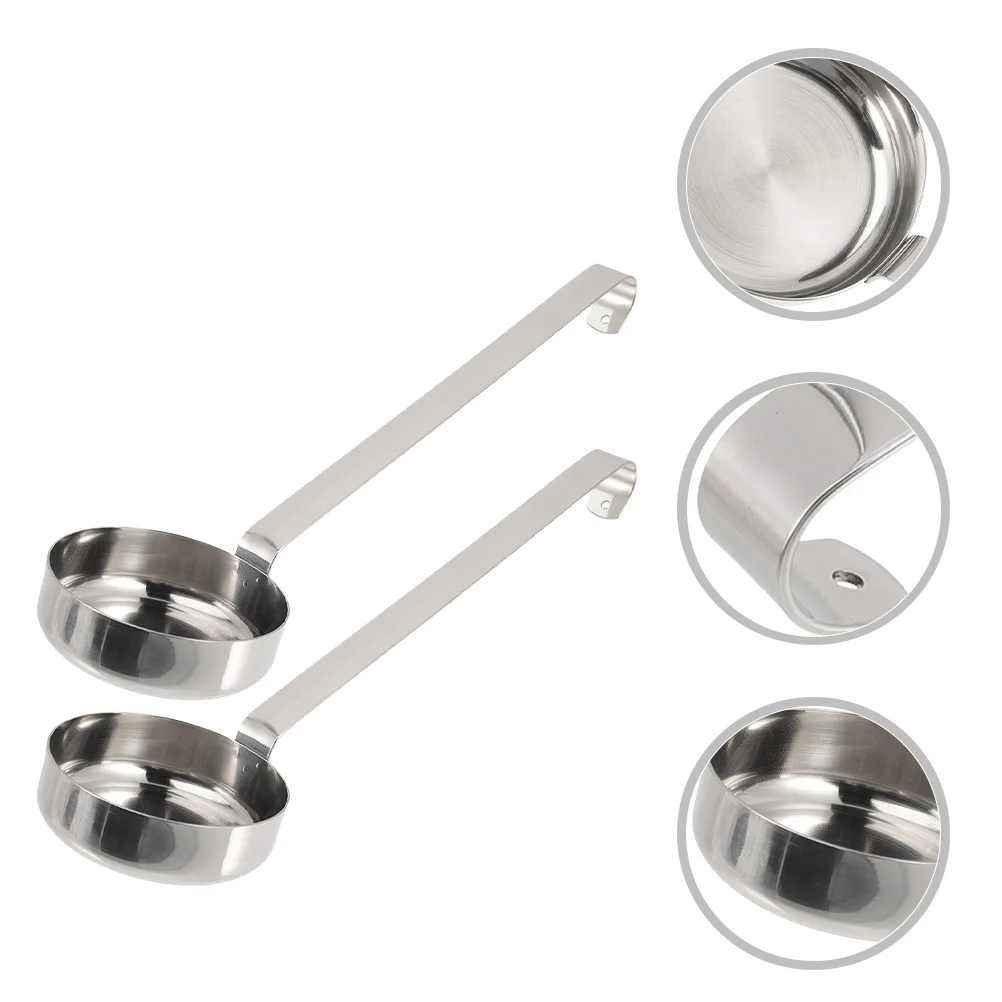 

Spoon Ladle Soup Serving Portion Sauce Scoop Handle Control Flat Portioner Ramen Gravy Kitchen Steel Measuring Stainless Cup