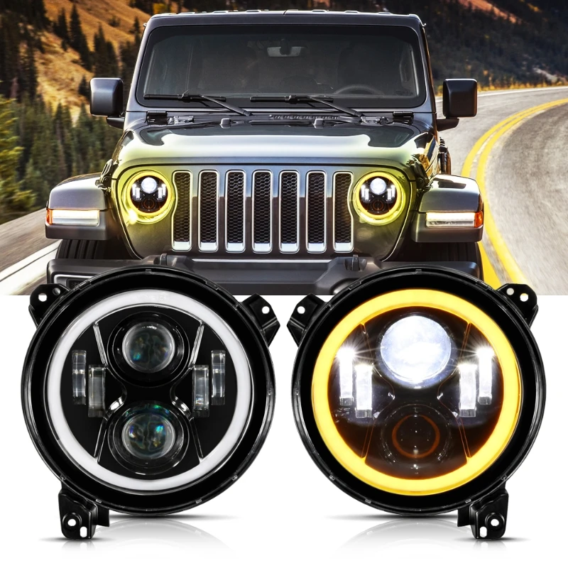 

2 Pcs/Set 9 INCH LED Headlight with DRL+Turn Light Daytime Running Lights For Jeep Wrangler JL