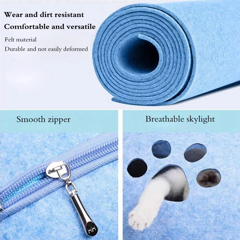 Кровать для кошек Съемная кровать из натурального фетра Дышащая пещера