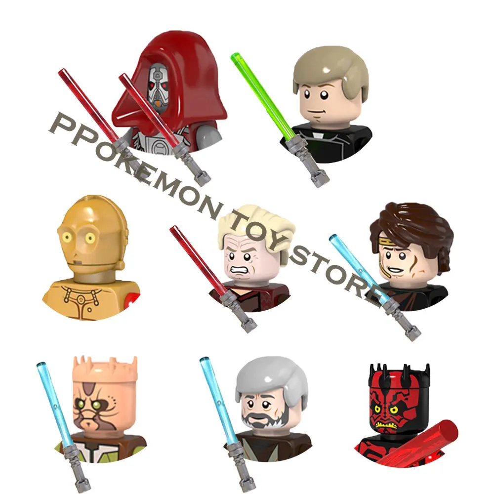 

Disney Luke Skywalker Obi-Wan Kenobi Sith Warrior Darth Maul C-3P0 Anakin Building Blocks Action Figure Children Toys Gifts