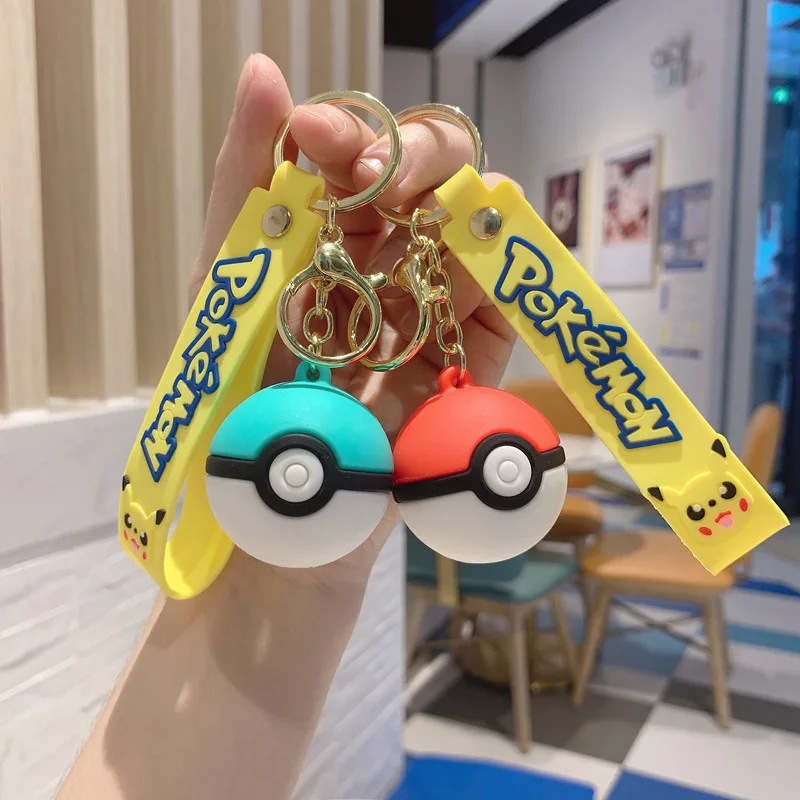 

New Kawaii Pokemon Pokeball Keychains Cartoon Anime Pikachu Silicone Luminous Keyrings Cars Pendant Bag Accessories Kids Toys