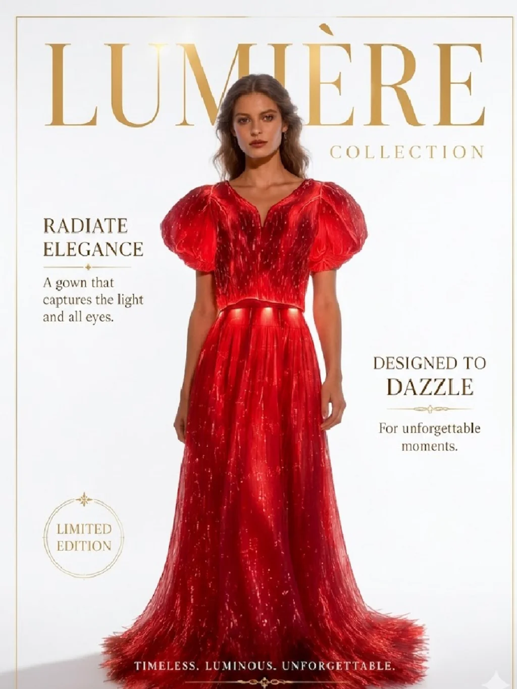 Фото Женское платье Aurora Elegance с эффектом смены цвета, светящееся в темноте, модель ChromaGlow Gown Spectrum Radiance №2