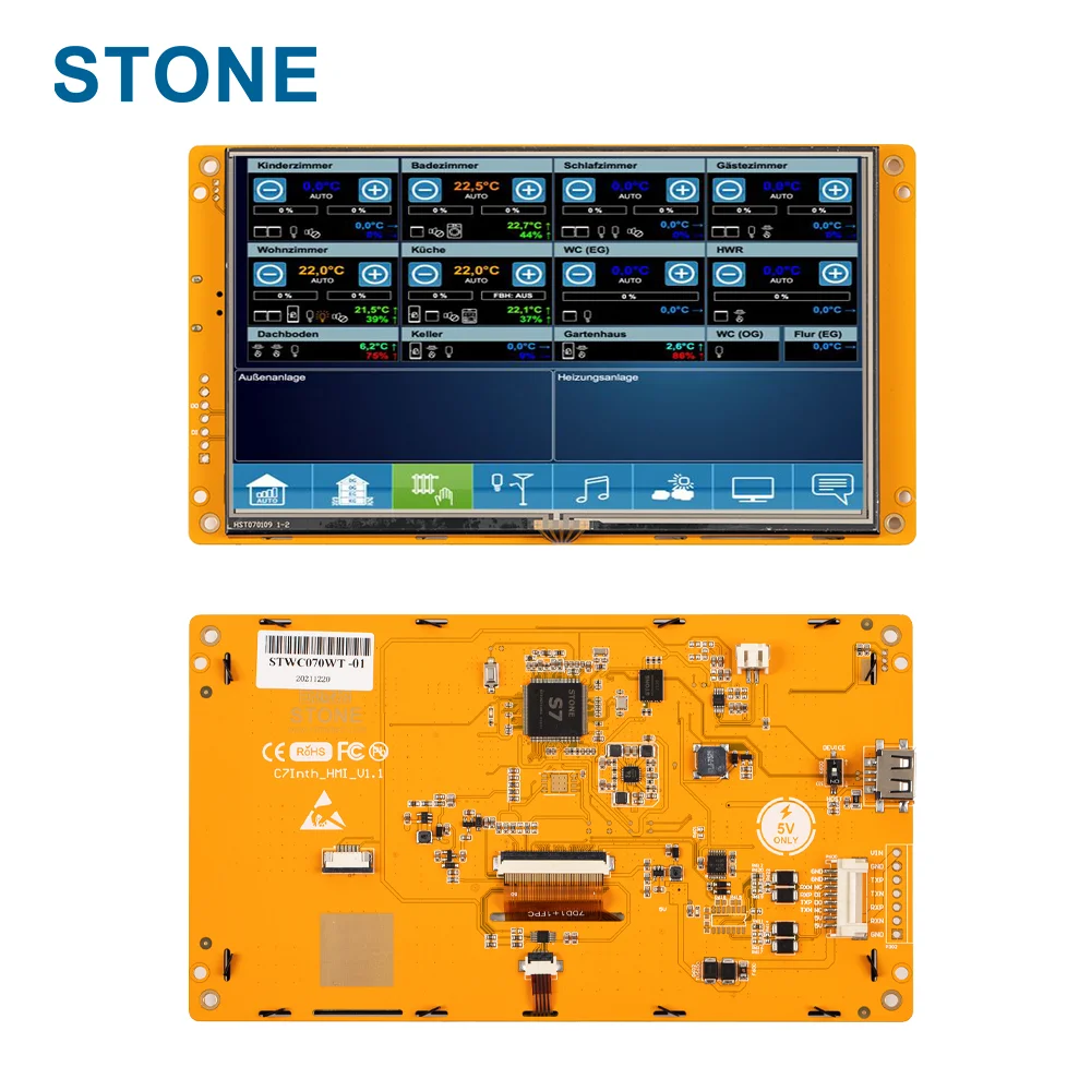 7 Inch HMI TFT LCD Display Programmable Logic LCD Controller Touch Screen for Equipment Use Customize Available