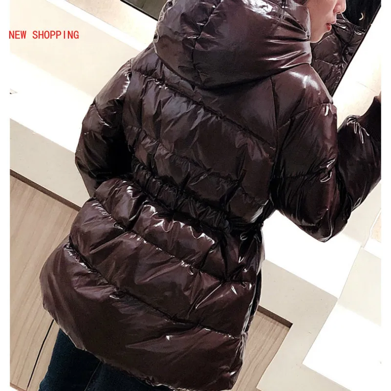 New Fashion Winter Women Long Puffer Duck Down Jacket Black Hooded Female Loose Warm Waterproof Windproof Slim Coat Red Overcoat