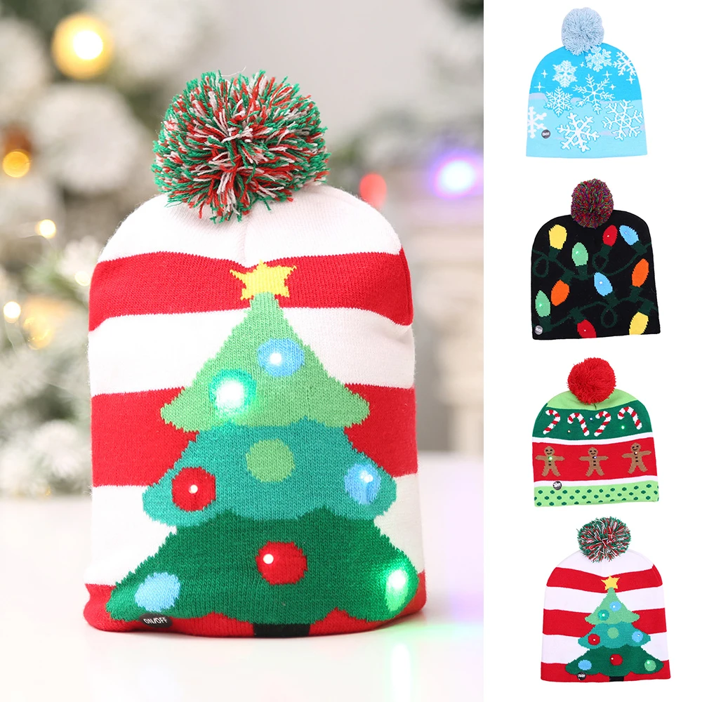 

Рождественские шапки, свитер с Санта-лосем, светодиодсветильник ка, мультяшный рисунок, подарки для детей, новогодние аксессуары, товары