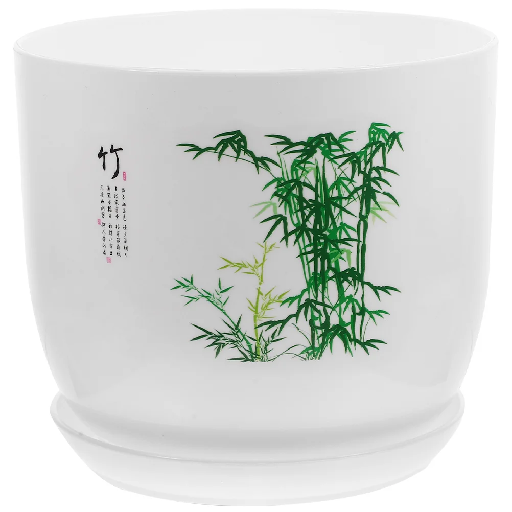 

1 Set of Flower Pot Drainage Hole Pot with Tray Resin Planter Pot Decorative Flower Pot Decor