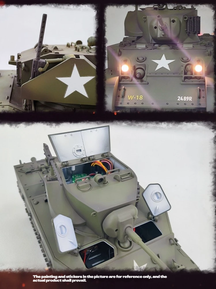 Фото Новая профессиональная военная радиоуправляемая модель танка Kubingke American Stuart M5A1, имитационная игрушка на пульте управления для детей №5