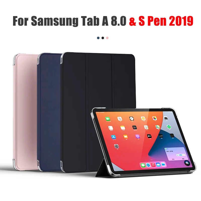 

Ultra Slim Case For Samsung Galaxy Tab A 8.0'' & S Pen 2019 Tablet Cover for Samsung tab a SM-P200 SM-P205 Funda Sleep Wake up