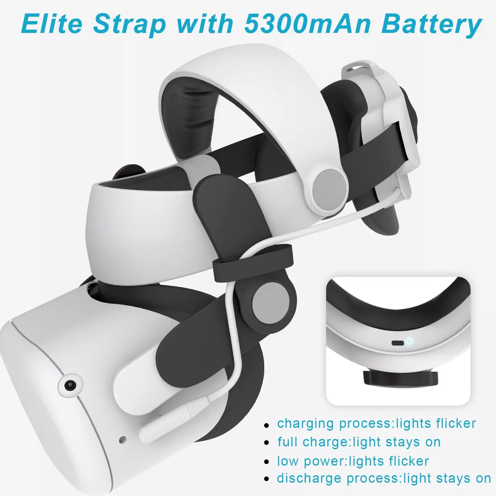 For Oculus Quest 2 Battery Pack 5300mhA Elite Strap with Battery Halo Strap VR Power Bank for Meta Oculus Quest 2 Accessories enlarge