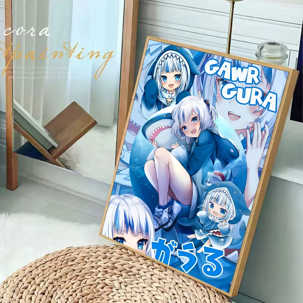 Gawr Gura Kawaii классические постеры с фильмами водостойкая бумажная наклейка кофейня