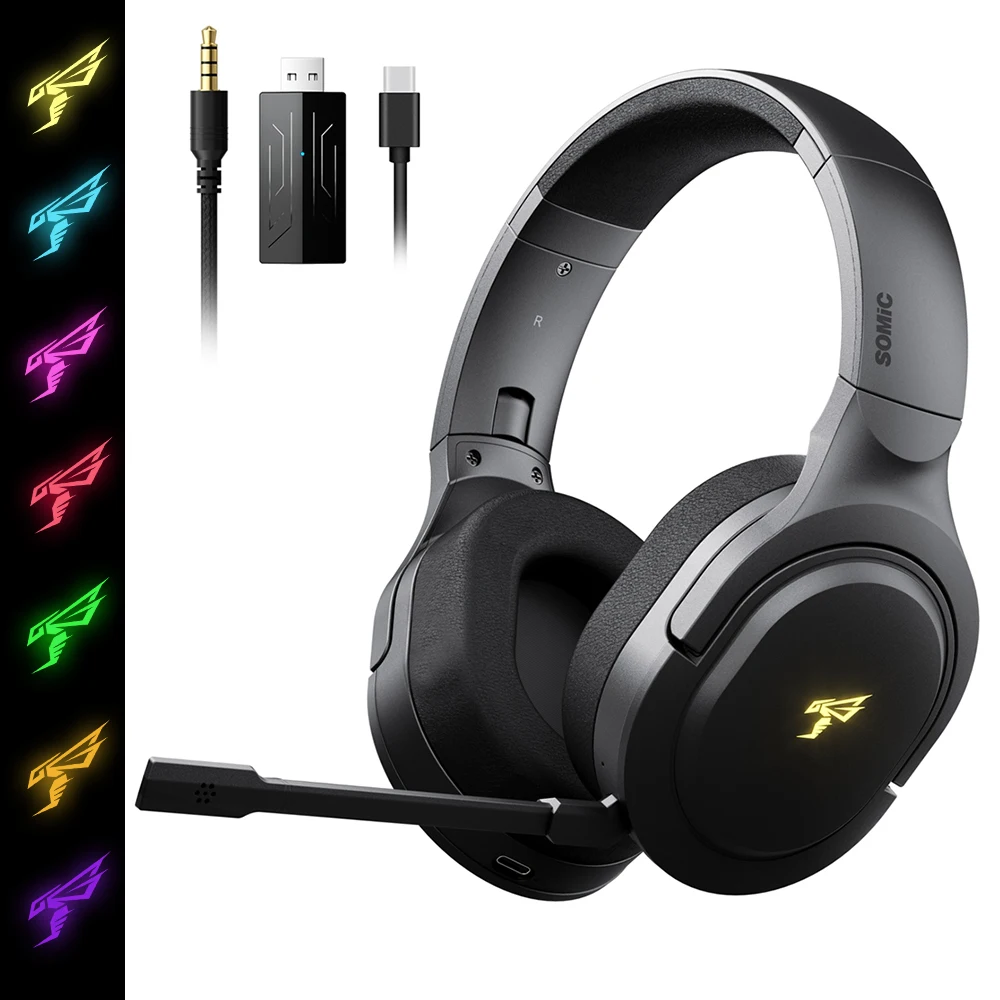 

Cool Gaming Headset Bluetooth 2.4G Wired 3in1 with Mic LED Backlight PS5/PS4/PC/Laptop/Computer/Phone/XBOX/Switch Headphones