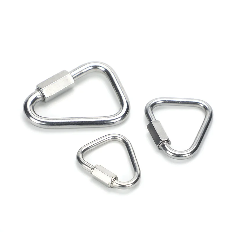 

304 Stainless Steel Triangle Connecting Ring Rock Climbing Carabiner Equipment Fast Security Outdoor Link Buckle