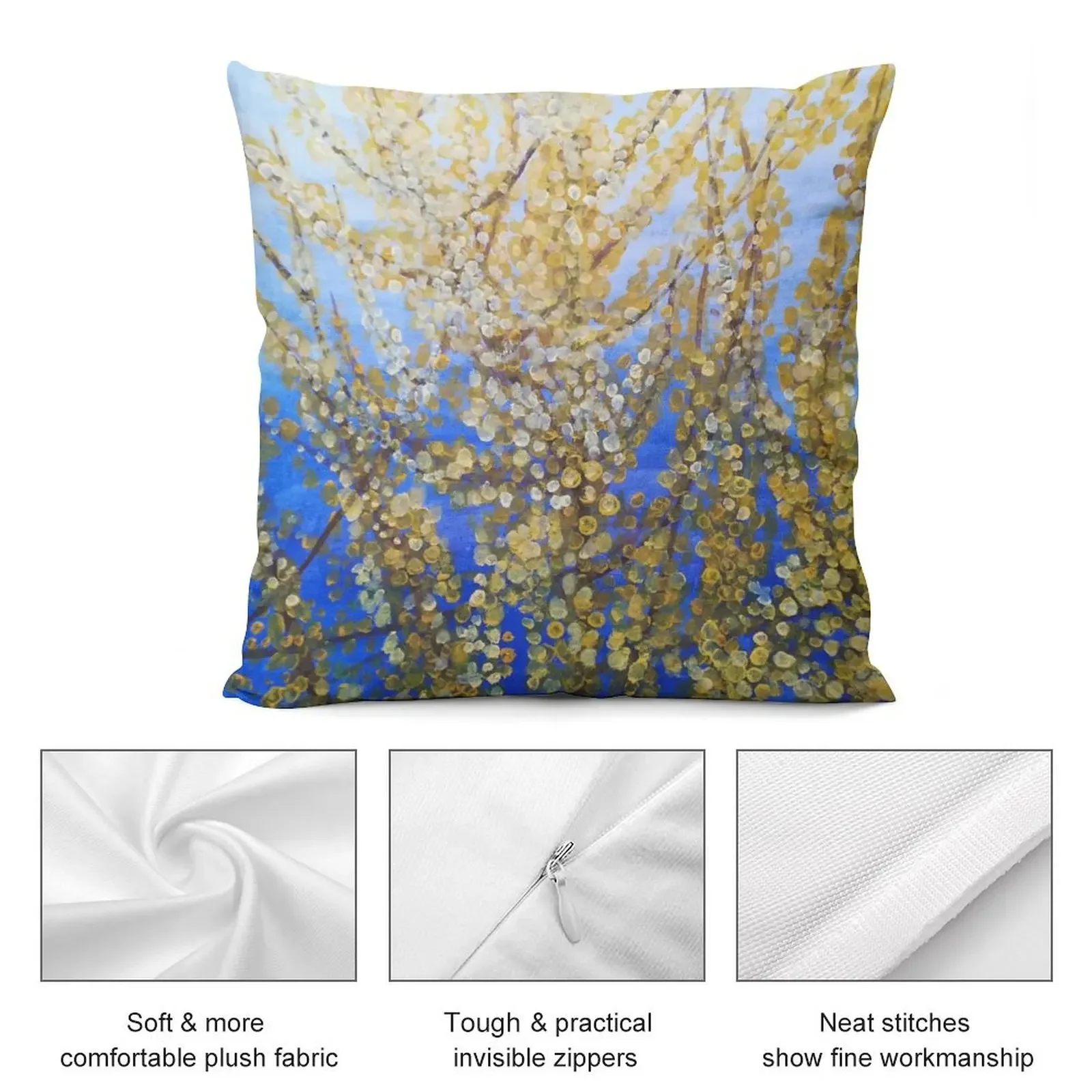 Желтый цвет фусития против синего фона декоративная подушка диванные подушки