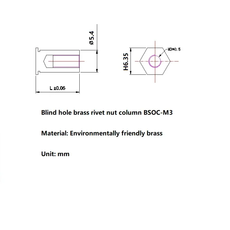 Латунное отверстие для слепых отверстий оригинальная гайка шасси листовая