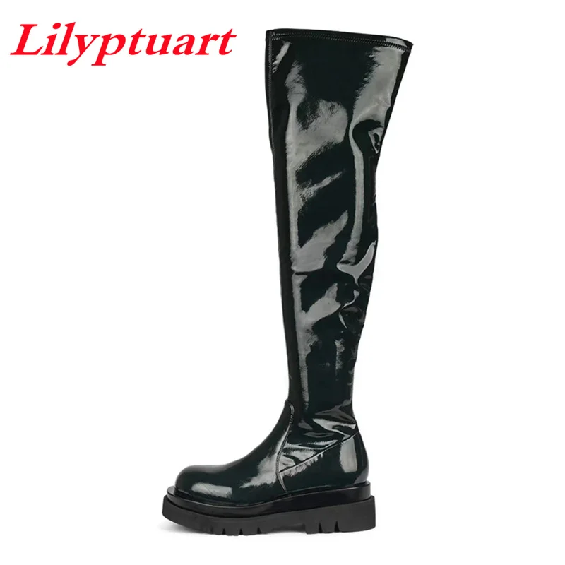 

LILYPTUART ZA Stretch Over The Knee Boots, 2022 Fashion Sexy Platform Boots, Elegant Medium Heel Luxury Designer Women's Shoes