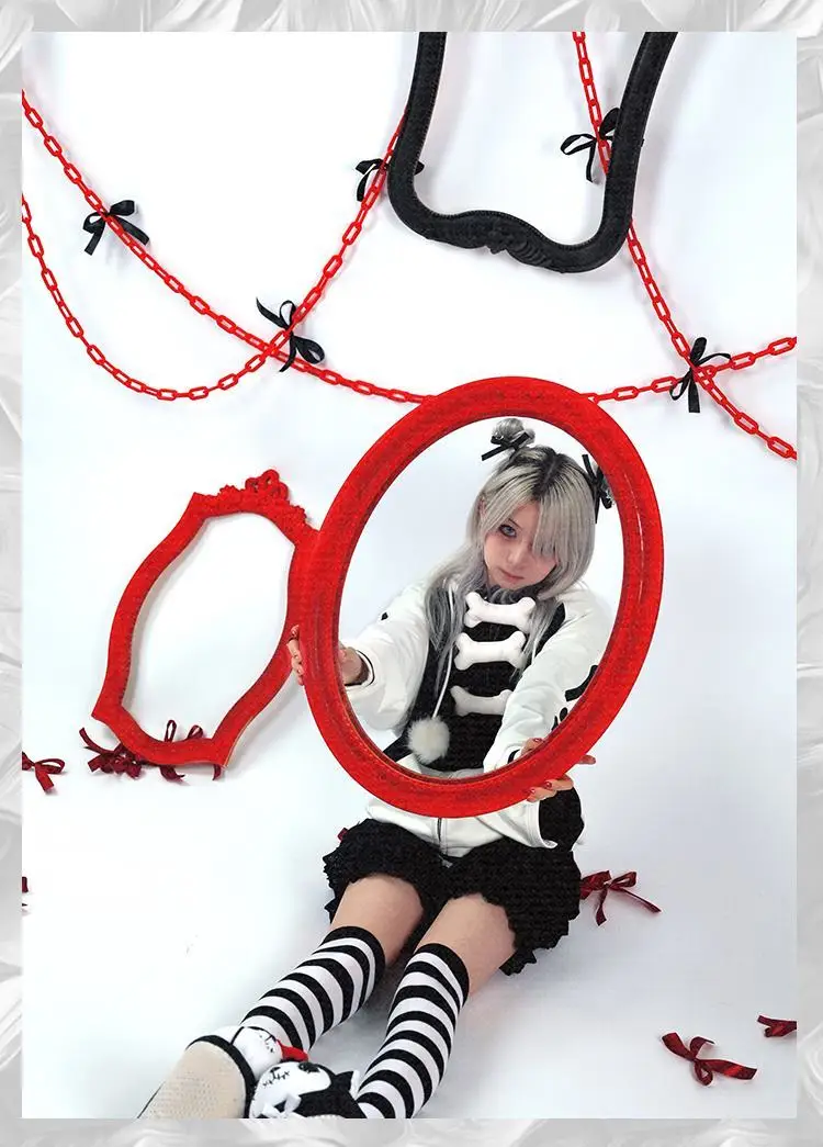 Японский Бархатный жакет в стиле Харадзюку с объемным рисунком костей свободный