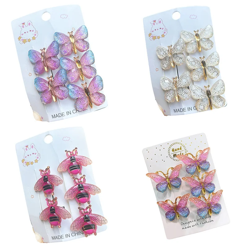 5 шт. Новые красочные градиентные 3D бабочки Детские милые фотозажимы детские
