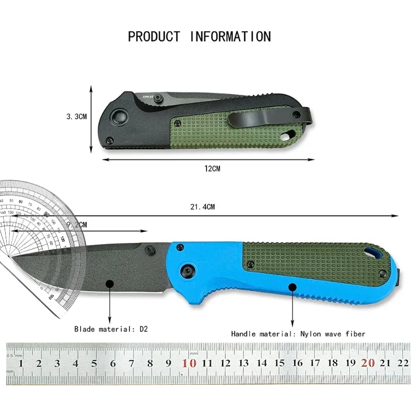 Складной нож BM 430 Redoubt 3 55 дюйма CPM-D2 графитовый черный простой лезвие ручки Grivory 430BK