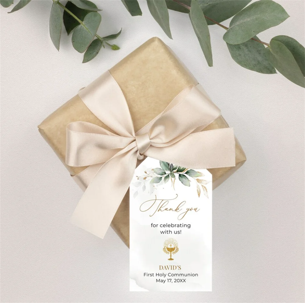 50 шт. шаблон для подарков на Причастие зелень спасибо за наклейки/шаблон этикеток