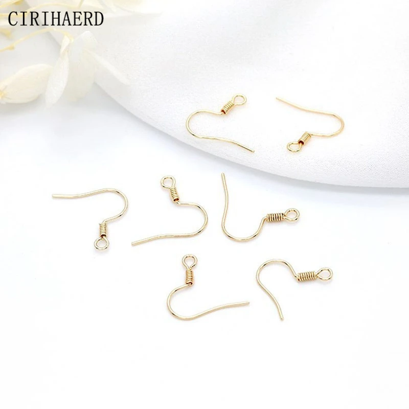 

Wholesale Earring Making Supplies Hooks 2 Models 14K Real Gold Plated Brass Ear Hooks DIY Woman Earrings Jewelry Accessories