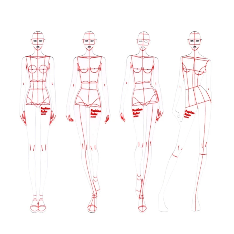 

4PCS/Pack Portable Fashion Design Stencil Ruler Set Humanoid Template Ruler Sets E8BE