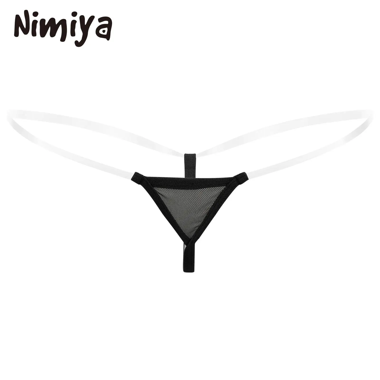 

Nimiya Womens Exotic Apparels Low Waist T-back Transparent Waistband Thongs See-through Mesh Sexy G-string Honeymoon Underwears
