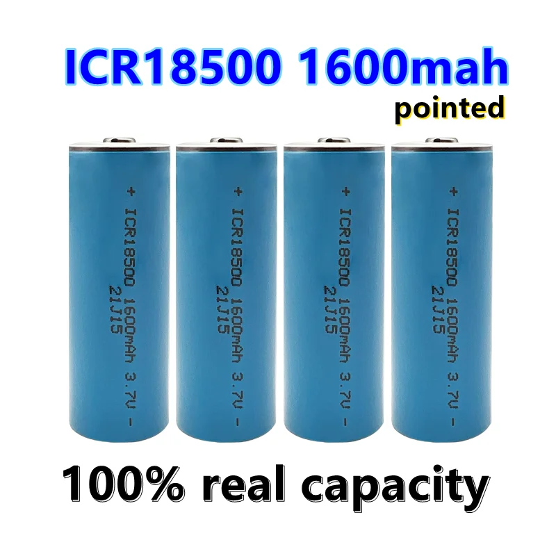 

18500 Battery 3.7V 1600mAh Rechargeable Ion Battery with Pointed Tip Is Suitable for Strong Light Flashlight Toys Game Consoles