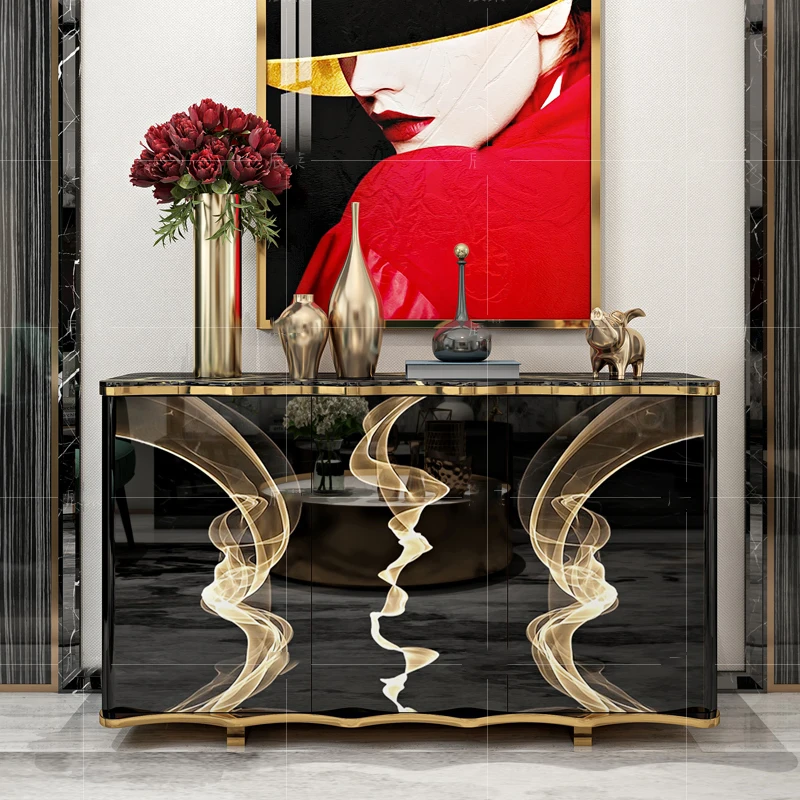 

Hong Kong-style light luxury side cabinet marble modern minimalist living room porch cabinet entry door restaurant cabinet side