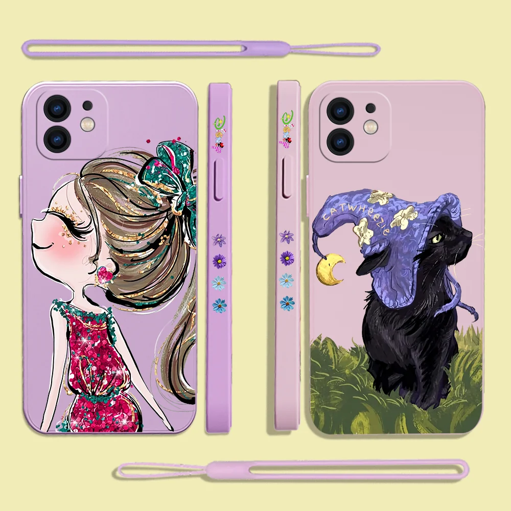 

Disney Princess and Cat Phone Case For Xiaomi Redmi Note 11 10A 10 10S 9 8 7 Pro Plus 10C 9A 9C 9T 4G 5G Cases with Hand Strap