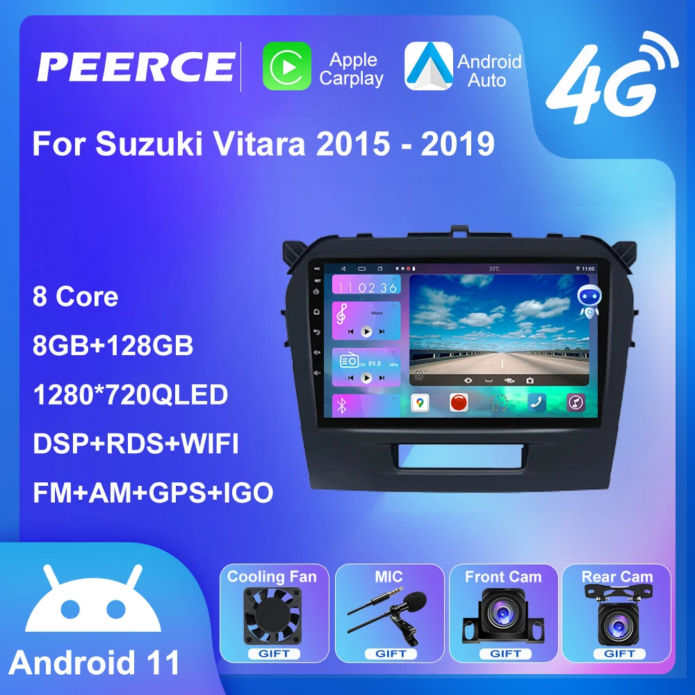 

Автомагнитола PEEREC DSP 4G Android 11 для Suzuki Vitara 2015 2016 2017 2018 2019 мультимедийный видеоплеер GPS-навигация 2 Din dvd