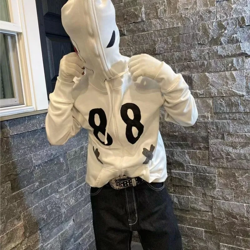 

Худи, свитшот, готический кардиган на молнии, уличная одежда в стиле панк, хип-хоп, Y2K, эстетичная модная куртка в стиле Харадзюку, Женская кур...