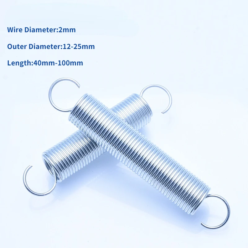 

Wire Diameter 2mm Zinc Plated Open Hook Tension Spring Pullback Spring Coil Extension Spring Draught Spring Length 40-100mm