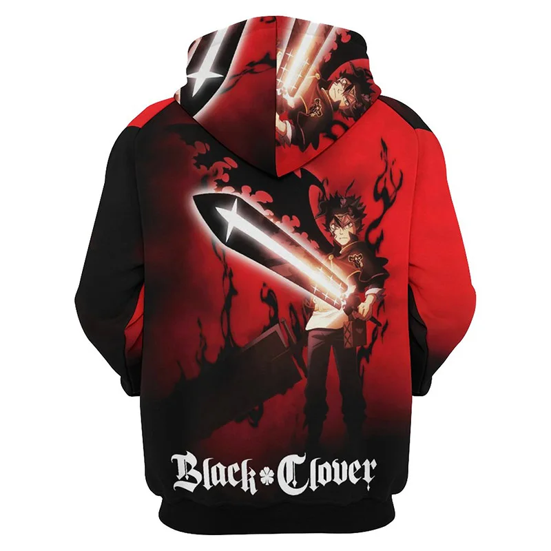 

Толстовка с капюшоном для мужчин и женщин, мультяшный рисунок черного клевера, аниме 3D принт Аста, модные топы в стиле Харадзюку, y2k пуловер с капюшоном