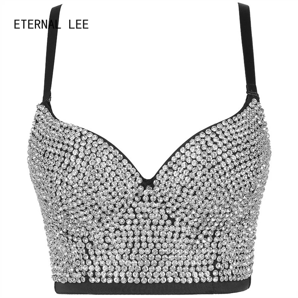 

Diamond Studded Bra Suspender Vest Bright Diamond Bra Top Beautiful Back Bra Women Tops Sexy & Club