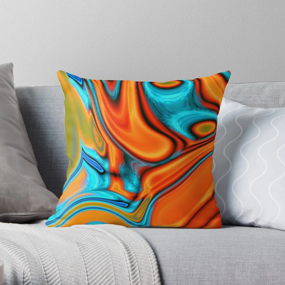

Pillowslip vivid modern Southwest hipster turquoise orange swirls Throw Pillow 100% Cotton