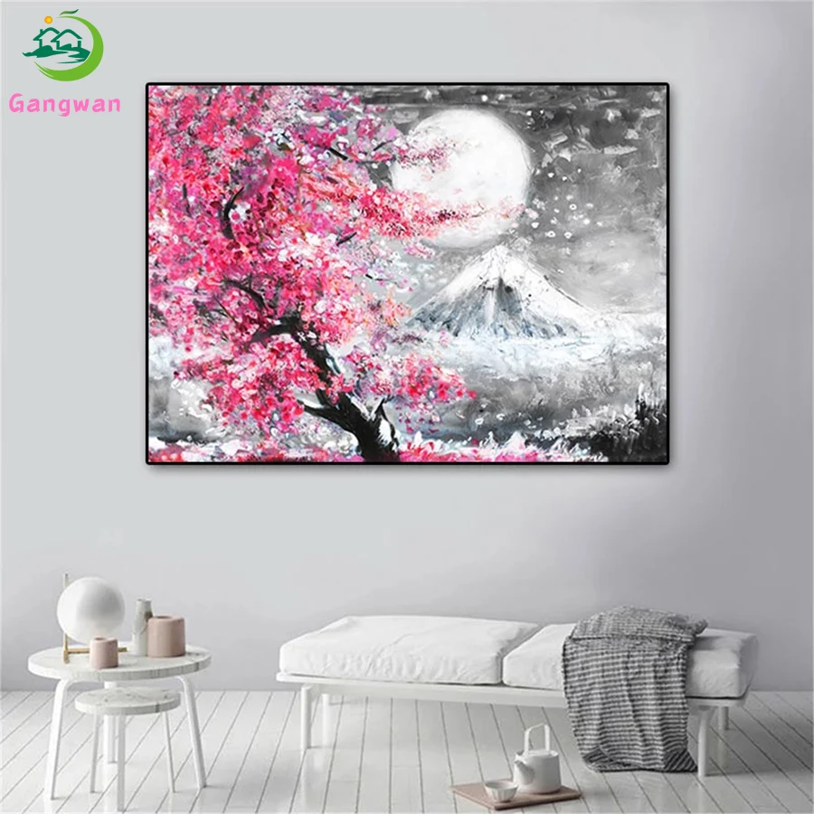 Алмазная живопись сделай сам абстрактное искусство Mt Fuji Sakura пейзаж алмазная